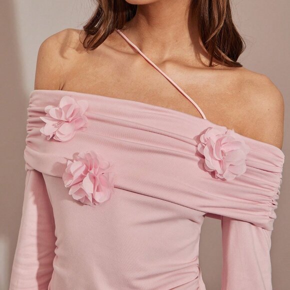 Baby Pink Romantic Women's Pastel Floral Top - Picture 3 of 8